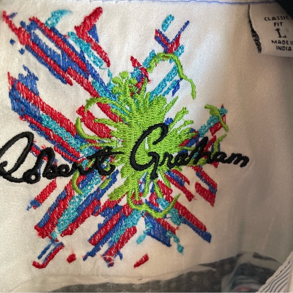 Robert Graham Passion Flower Multicolor Print Long Sleeve Button Down Mens Large - Picture 8 of 9